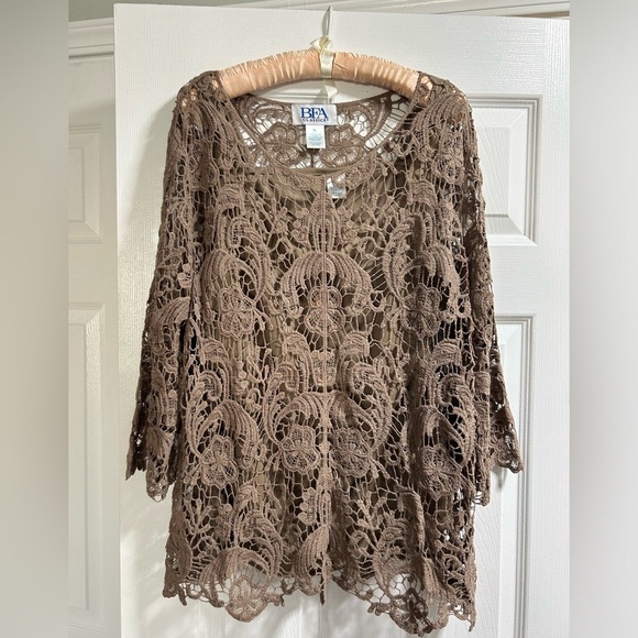 BFA Classics Lacey Sweater with attached Tank-top panel. Taupe. Size XL $18 - Picture 1 of 9